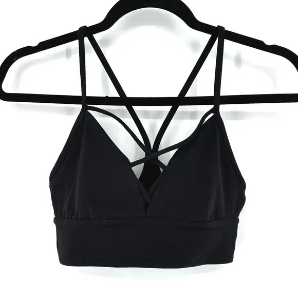 Lululemon Black Strappy Criss Cross Sports Bra Expand Your Limits Sz 6 - W2BDMS - Picture 2 of 7